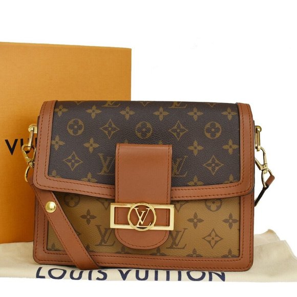 Auth LOUIS VUITTON LV Dauphine MM Shoulder Bag Monogram Reverse Brown - Picture 1 of 16